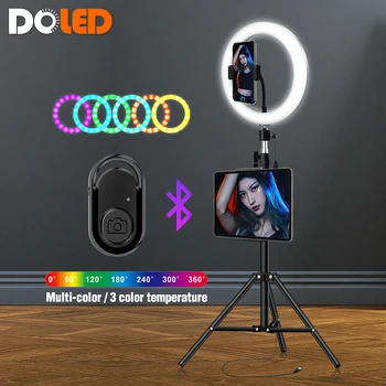 RGB Svetilka Obroč Svetlobe s Stojalom Lepoto Ringlight Za YouTuber Vlogger Live Stream Ob Selfie Video, Foto na YouTube Tiktok
