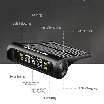Sikeo Avto Nadzor Tlaka v Pnevmatikah Sistem za Solarno Polnjenje TPMS Digitalni LCD Zaslon Avtomobilska Elektronika Varnostni Alarmni Sistemi