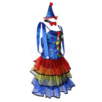 Smešno Cirkus Kostum Klovn Komedija Ženska Dame Oblačenja Stranke Halloween Carnival Božič, Novo Leto Fancy Oblačenja
