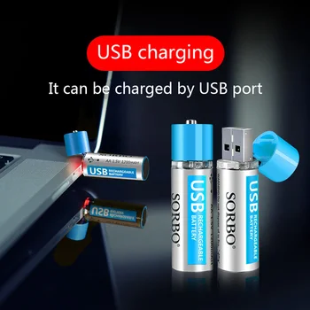 SORBO USB Polnilne Baterije 1,5 V AA 1200mAh Litij-Polimer Baterija Litij-USB Polnilna Litijeva Baterija, RoHS, CE