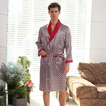 Spomladi Proti-Vrat Tiskanja Kimono Yukata Kitajskih Moških Svile Rajon Haljo Jopico Priložnostne Poroka poročna Sleepwear kopalni plašč Plus Velikost 5XL