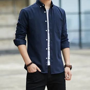 SWAGWHAT Novih Moških Dolgo sleeved Majico Človek Oxford Priložnostne Srajce za Moške Slim korejski Barva Obleko Srajco Camisas Par Hombre