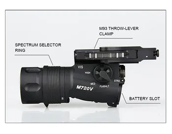 Taktično M720V LED Svetilka Kratkotrajno / Stalno / Strobe CREE R5 400 Lumen Airsoft Pištolo Svetilka 2 Barva Za Lov
