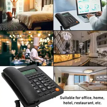 Telefono inalambrico L019 angleški Trgovini Pokličite Desk Prikaz identitete Kličočega Telefon za Domačo Pisarno Hotelski Restavraciji Črni domači telefon
