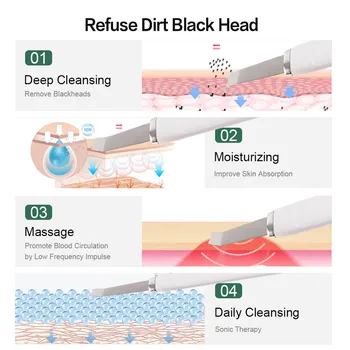 Ultrazvočno Obrazno Kožo Scruber Ion Globoko Čiščenje Obraza Piling Za Ponovno Polnjenje Za Nego Kože Naprave Za Ultrazvok Dviganje Blackhead Odstrani