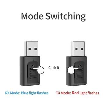 USB Bluetooth 5.0 Adapter 4 v 1 3.5 mm AUX BT Audio Sprejemnik Oddajnik Brezžični Ključ Za Avto, TV Zvočnik Bluetooth Adapter