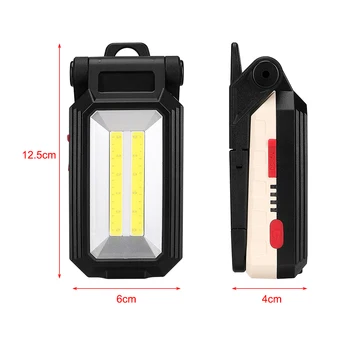 USB Polnilne COB Prenosna Svetilka LED Delovna Lučka Zgrajena V Baterije Močno Magnetno Zložljive Svetilke Svetilke Za Kampiranje na Prostem