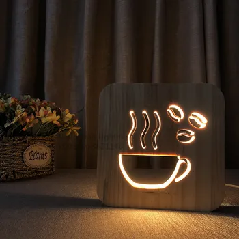 Ustvarjalne LED Lesa Noč Svetlobe skodelico kave čaj Slog Luminaria Moda Lučka Za kavarna restavracija jedilnico soba Dekoracijo