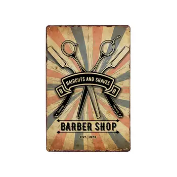 Vintage Berber Shop Kovine Znaki Brivnica Plakat, Cafe Bar Pub Retro Plaketo, Striženje in Britje Brado Železa Plošče 20x30 cm