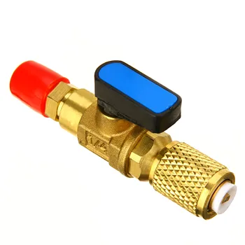 Visoka Kakovost 1PC ogrevanje, prezračevanje in A/C Naravnost SHUT-OFF krogelne pipe Adapter Orodje Za R410a R134a 1/4