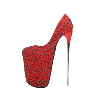Voesnees 2020 Novi čevlji za ženske Kovinski Stiletto Čipke 22 cm Super Visoko Nepremočljiva Platformo Ženska Seksi Visokih Petah Žensk Črpalke