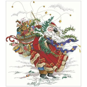 Vrh Božiček na snegu Šteje Navzkrižno Šiv 11CT 14CT 18CT DIY Kitajski Navzkrižno Šiv Kompleti za Vezenje Needlework Določa