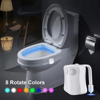 Wc Noč Svetlobe 8Color Led Gibanje Aktivira Wc Svetlobe Toilet Bowl LED Luminaria Lučka za WC Školjko Lahka, Primerna za Vsako Toaletno Posodo