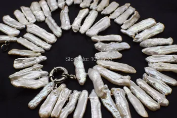 WOW! sladkovodne pearl white biwa 25-35 mm ogrlica 18 inch narave FPPJ debelo