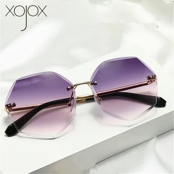 XojoX Letnik Gradient sončna Očala za Ženske Modni Seksi Obrezovanje brez okvirjev sončna Očala Retro Očala Rjave Odtenke UV400