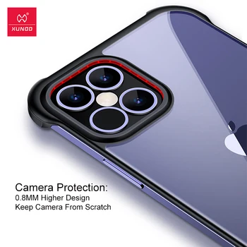 Xundd Primeru Za iPhone 12 Pro Max Primeru Shockproof brez okvirja Pregleden Lupini Zaščitna Blazina Telefon Primeru Za iPhone 12ProMax 6.7