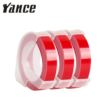 Yance 3pcs rdeče 6 mm 9 mm 12 MM 3D Okrasni Trak za Dymo Reliefi Oznaka Izdelovalca PVC nalepka Dymo Trak za Motex E101