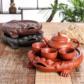 Yixing Kitajski Čaj Pladenj Vijolično Pesek Čaj Morju Lonec Zlata Urh Srečen Prašič in Krava Obrnite Qiankun Čaj, Set za Suho Mehurček Pladenj za Shranjevanje Vode