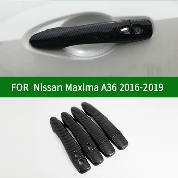 Za Nissan Maxima A36 2016-2019 vrata avtomobila ročaj kritje,črnih ogljikovih vlaken vzorec zajema trim 2017 2018