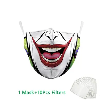 Za večkratno uporabo Maske Cosplayer Anime Lobanje 3D Print Masko Usta-žarilna Z 10pcs PM 2.5 5 plasti Filtra Masker masko mascarillas