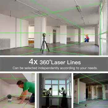 ZEAST 12/16 Linije Laser Ravni Zeleni snop Svetlobe 4D Self-Izravnavanje 360 Horizontalno&Vertikalno Obešanje Tla, Steno Močno Laser ravni