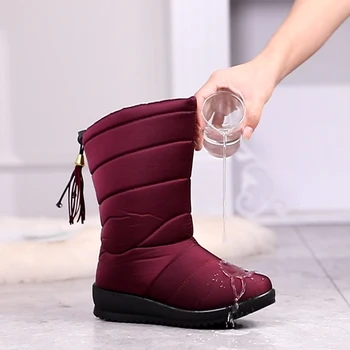 Zimski Škornji 2020 Ženske Zimske Čevlje Mid-Tele Sneg Škornji Klini Toplo Krzno Ženski Škornji, Čevlji Ženska Obutev Chaussures