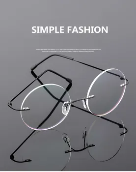 Zložljivi Titana Okrogle Očala Okvirji Moških Rimless Prilagodljiv Optični Okvir Recept Spektakel Ženske Zlitine Noge Eye Glasses