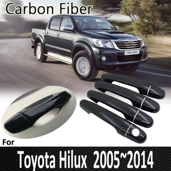 Črni Ogljik Fibe za Toyota Hilux AN10 AN20 AN30 SR5 2005~2006 2007 2008 Chrome Vrat Ročaj Kritje Preuredi Avto Dodatki