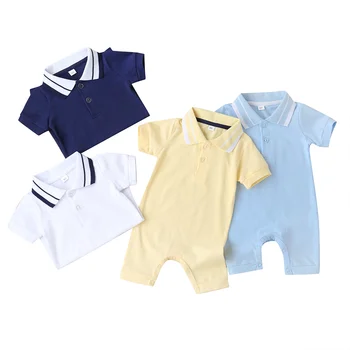 0-9M Novorojenčka Otroci Baby Fantje, igralne obleke Trdna Kratek Rokav znižuj Ovratnik Jumpsuits 4 Barve Obleke