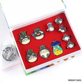 10 kos/set Anime Totoro Cosplay prst prstan ogrlica keychain Kovinski Jedro Darila Polje Pakiranje