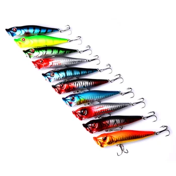 10pc fishing lure prodajo Popper Lure 10 barvo ribolov vabe za 9,5 cm/12 g ribištvu tackle 6# visoko ogljikovega jekla sidrni kavelj