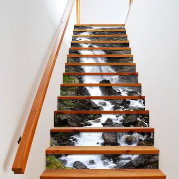 13pcs/set 3D Stopnice, dvižni vod Talne Nalepke Izmenljive Nepremočljiva Samolepilni DIY Stopnišče Decals Freske Doma Dekor