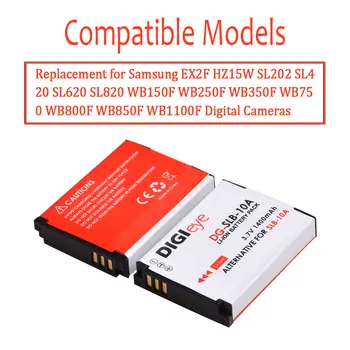 1400mAh SLB-10A SLB 10A Baterije za Samsung EX2F HZ15W SL202 SL420 SL820 WB150F WB250F WB350F WB750 WB850F WB1100F Fotoaparati