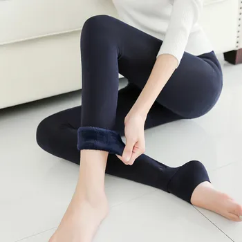 1Pcs Moda Pozimi Toplo Ženske Dokolenke Plišastih Kašmir Priložnostne Debele Dokolenke Super Elastični Slim Legging Polainas L58