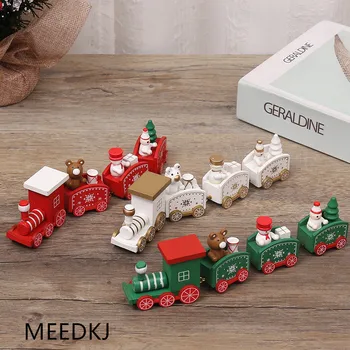 1pcs otrok vlak, Božični okraski štirih lesenih vlakov Božiček nosi dekorativne okraske darila