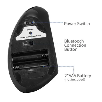 2.4 GHz Brezžična Navpično Urad Miške Bluetooth V4.0 Optični Ergonomska Miška 1600DPI Nastavljiv 6 Tipke Gaming Mišk za Prenosni RAČUNALNIK