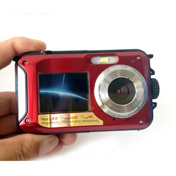 2,7-palčni TFT Digitalni Fotoaparat Nepremočljiva 24MP MAX 1080P Dvojni Zaslon 16x Digitalni Zoom Cam