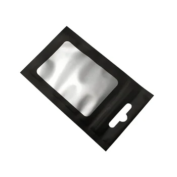 200pcs Mat Črno Aluminijasto Folijo Jasno Spredaj Plastično Vrečko, Motnega, Prozorno Vrečko Zip Lock Kabel USB Trgovina Skladiščenje Vrečko Zadrgo