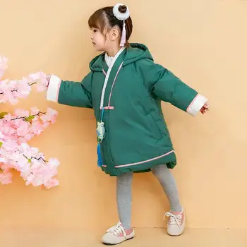 2019 Kitajskem Slogu Nove Otrok Oblačila Parkas Za Toplo Debela Dekleta Zimski Plašč Dekleta Hooded Jopiči Outwear Za 3 4 6 8 10 12