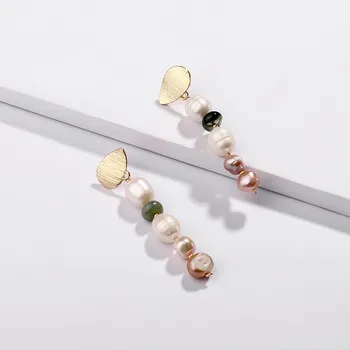 2020 korejskem slogu novih naravnih sladkovodnih lupini biser uhani naravnega kamna kroglice ženski uhani za ženske stranka darilo