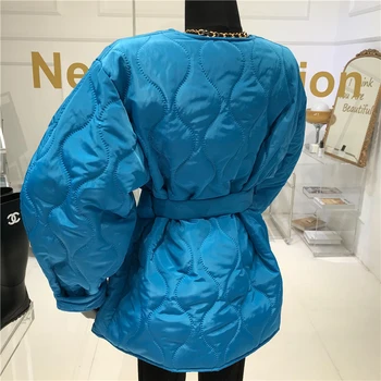 2020 Nove Modne Parkas korejski Jesensko Zimska jakna ženske Oblazinjena s pasom in Verige vrečko plašč Ženske MY387
