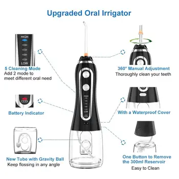 2020 Novo Ustni Irrigator 300 ML Vode Flosser Zob Čiščenje USB Prenosni Zobni Flosser vodnim Rezervoar za Vodo Neprepustna Električni