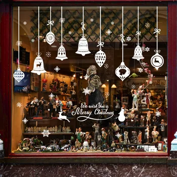 2021 Božični Zvonovi Trgovina Steklo za Vrata in Okna, Nalepke, Božični Okraski Stenske Nalepke Nepremočljiva Plakati