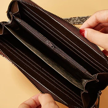 2021 Kreditne kartice torbici PU usnje zadrgo ženske torbici zapestje pas letnik tiskanja dolgo denarnice