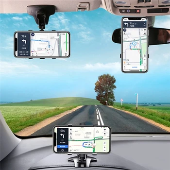 3 v 1 HUD nadzorni Plošči Avto Nosilec za Telefon, 360-Stopinjski Mobilna Stojala Rearview Mirror Ščitnik proti Soncu V Avtomobilu GPS Navigacija Vesa Podpora