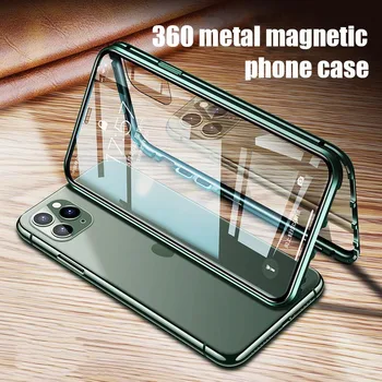 360 Kovinskih Magnetnih Primeru Za iPhone Mini 12 11 12 Pro Max Primerih Za iPhone X XR XS MAX 7 8 6 6S Plus SE 2020 Kritje Coque