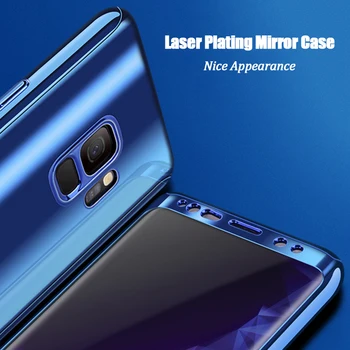 360 Polno Kritje Plating Primerom Ogledalo Za Samsung Galaxy S10 S8 S9 Plus Opomba 9 8 S7 Laser Trda Zaščitna Telefon Primerih + Zaslon Film