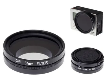 37 mm CPL Krožne Polarizer Filter + Lita Adapter Ring + pokrov Objektiva filtor Protector za Gopro 3 3+ 4 dodatna oprema za Kamere