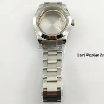 40 mm Srebrna Sapphire Stekla Watch Primeru Zapestnica iz Nerjavečega Jekla, Primerni ETA 2836 Miyota 8215 821A Mingzhu Dg2813 3804 Gibanja