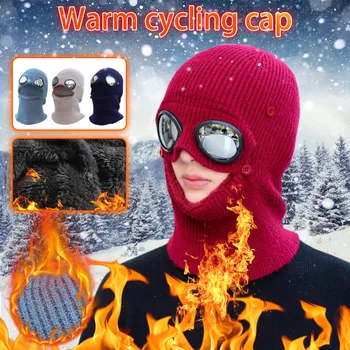 40# Moške Zimske Kape Kolesarjenje Windproof Toplo Hooded Očala iz Enega kosa Volnene Kape na Prostem Ušesa Zaščito za Obraz Klobuki